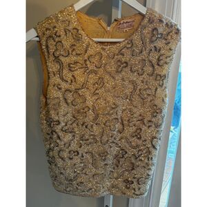 Stunning Jo Ro Vintage heavily beaded tank top wool medium trimmed in Hong Kong